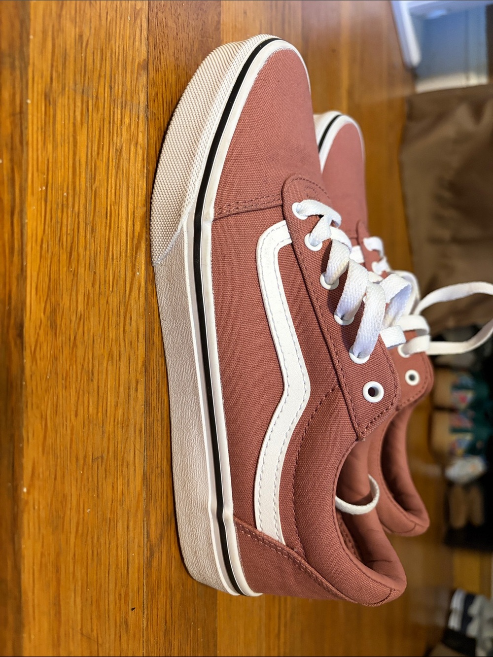 Vans Low-Top Canvas Sneakers in Mauve and White
